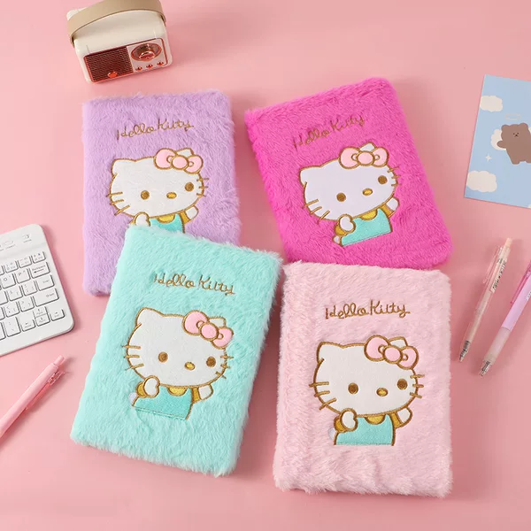 Cartoon cat plush notebook new children's handmade DIY hand ledger cute plush notepad wholesale