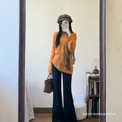 早秋穿搭轻熟御姐气质女神范韩系超好看毛衣牛仔裤两件套装女
