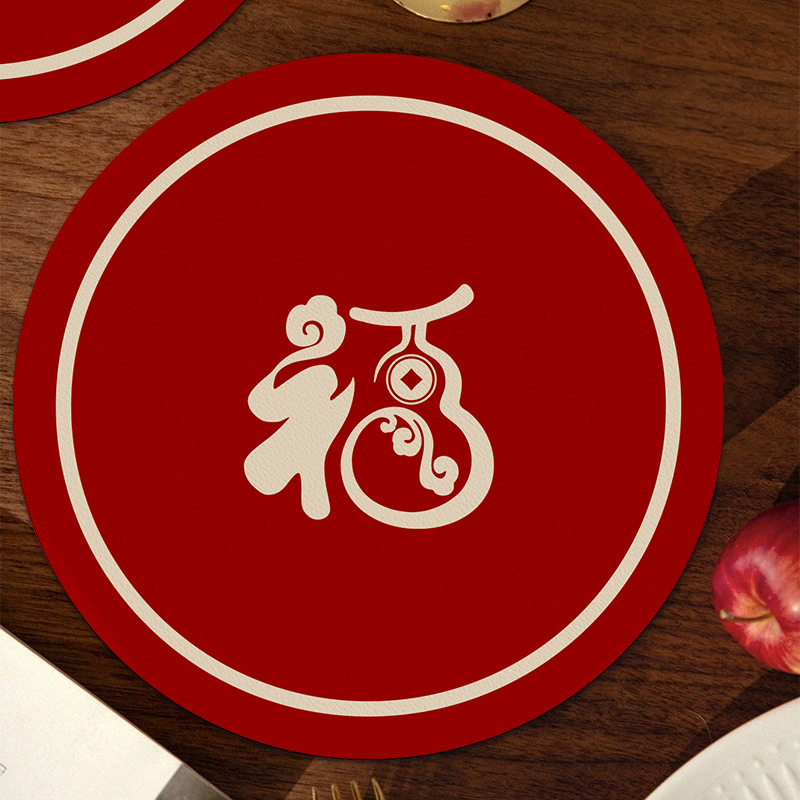 Posavasos festivos, boda roja, absorción de agua, aislamiento térmico, mantel chino de marea nacional, sentido avanzado, taza de té redonda, posavasos de café image 8