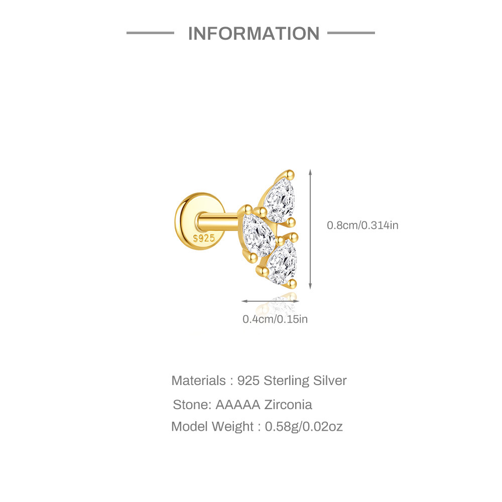 2g Weight Zircon Inlay Material Ear Studs Classification Ear Cartilage Rings & Studs Piercing Type 1 Piece Quantity Holiday, Daily Occasion 925 Sterling Silver Material Geometric Pattern All Seasons Season Unisex Gender Elegant, Simple Style Style 1 Piece Ear Cartilage Rings & Studs Elegant Simple Style Geometric 925 Sterling Silver Zircon Ear Cartilage Rings & Studs 6