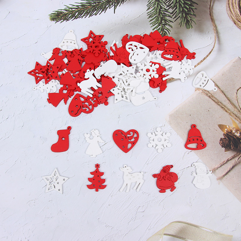 スポット工芸品diy木製クリスマスツリーペンダントホーム装飾ギフトアクセサリークリスマスペンダントカラー木製チップ|undefined