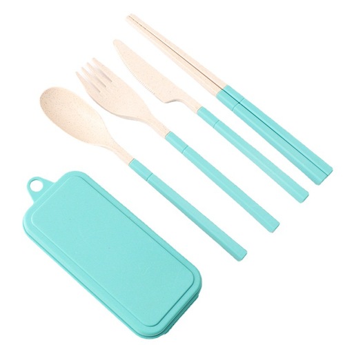 Creative wheat straw folding tableware set detachable fork, spoon and chopsticks student portable tableware set