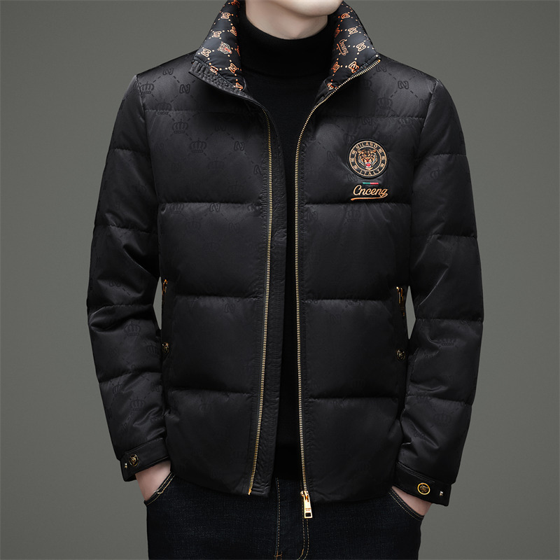 Tommyra Meng down Jacket Men's Autumn and Winter New Glossy Short Thickened Warm High-End Casual Stand Collar Jacket Men