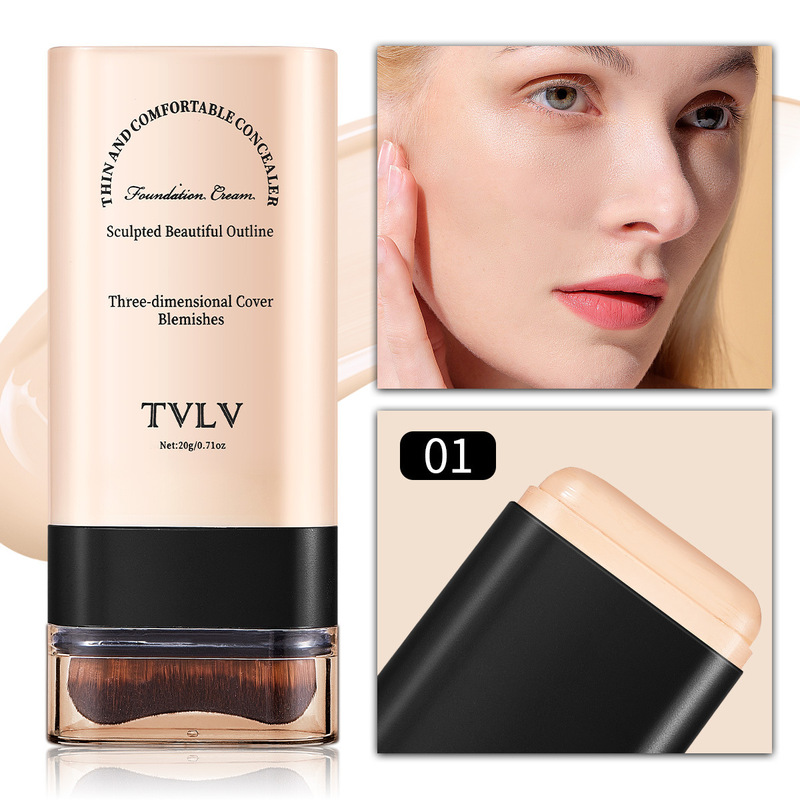 クロスボーダー TVLV イレーザー ファンデーション スティック 20g ブラシ付き 肌の色を明るくする リキッド ファンデーション 長持ちするメイク落ちしないコンシーラー|undefined