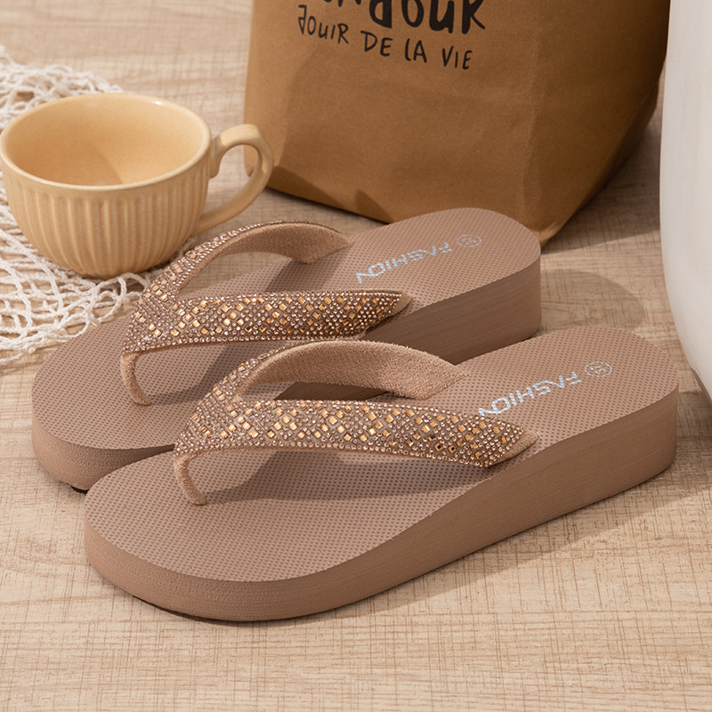 Zapatillas de viento de hadas de verano, zapatillas de moda de diamante, zapatillas de playa, zapatillas de playa, tacones de zapatillas de flip flops