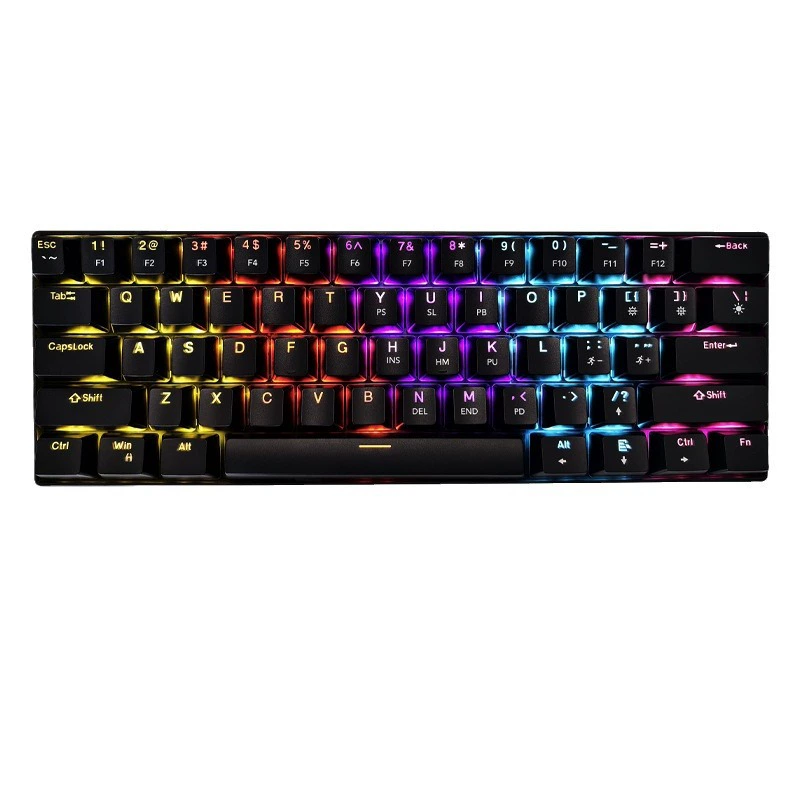 Фабричная игровая клавиатура RS0-1 для киберспорта, 61 клавиша, реальная механическая тяга, разноцветная подсветка, офис, кросс-броудер