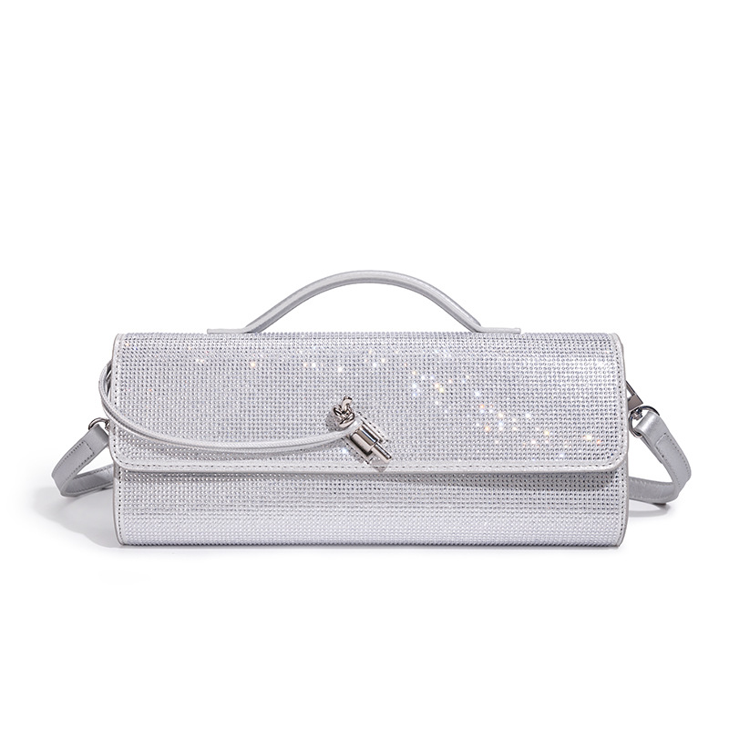 Trendige Diamant-Baguette-Abendtasche, Exquisite Horizontale Crossbody-Handtasche, Lange Geldbörse & Handytasche, Einschultrige Damenhandtasche – Detail 22