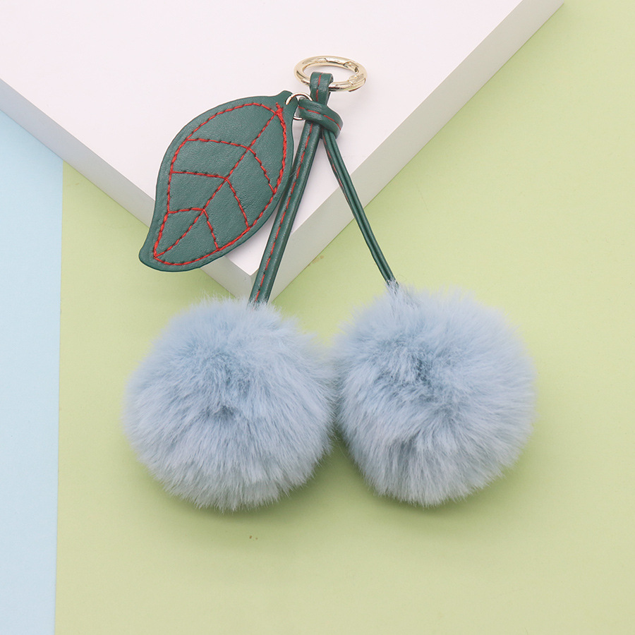 Fruta cereza felpa llavero bolsa de bola de piel de las mujeres llavero bolsa de mochila colgante adornos de la llave del coche