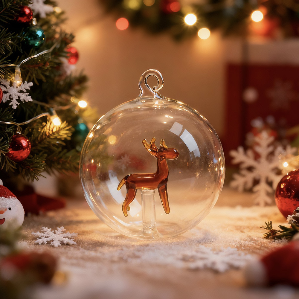 Bolas de decoración del árbol de Navidad Bolas transparentes de Navidad ciervo colgante Navidad atmósfera de diseño colgante muñeco de nieve bola de decoración