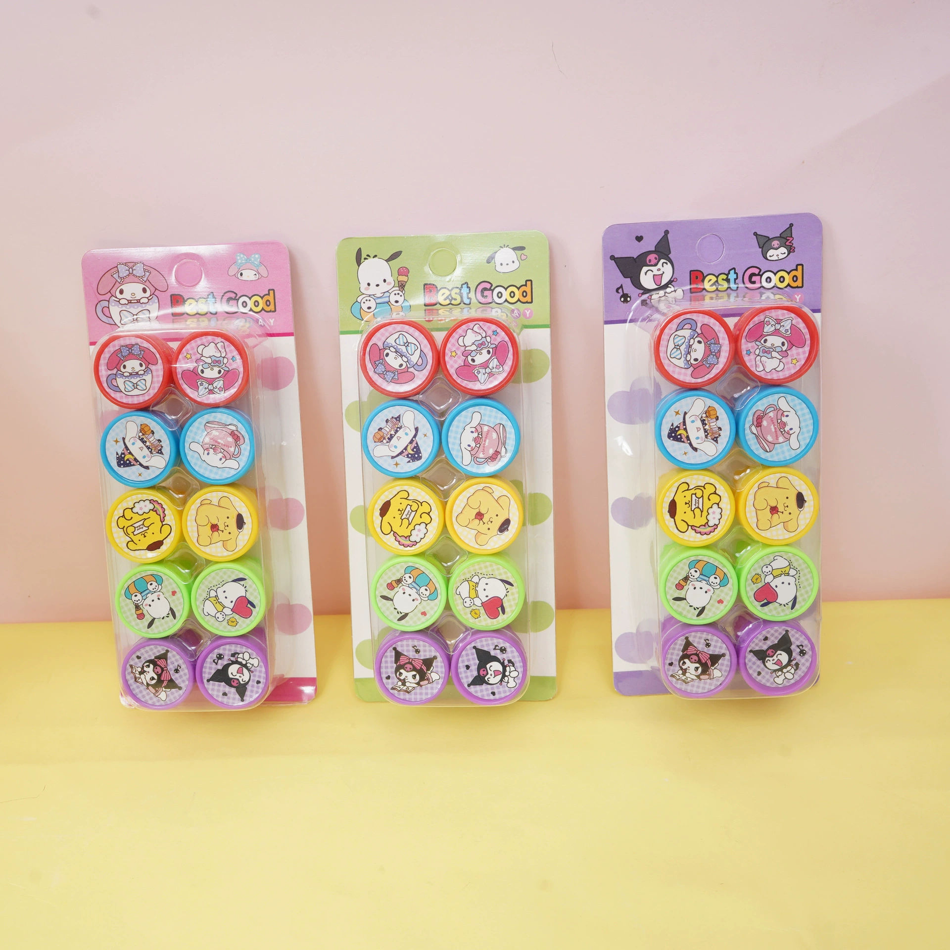 Новый набор штампов Sanrio с мультяшными персонажами, милые штампы для детского сада, 10 штук, штампы для поощрения, подарок на День защиты детей