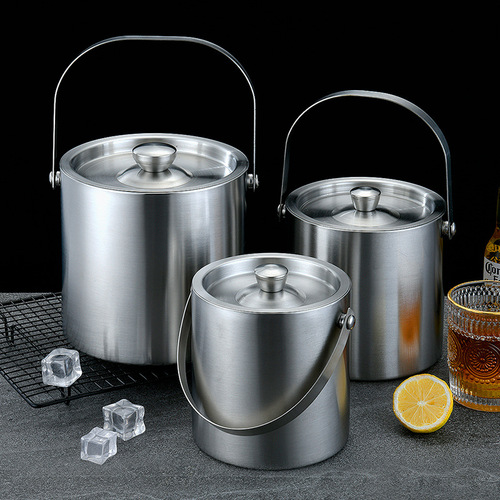 304 thickened stainless steel ice bucket double-layer wine barrel red wine ice-cold beer ice bucket KTV bar insulated ice wine barrel