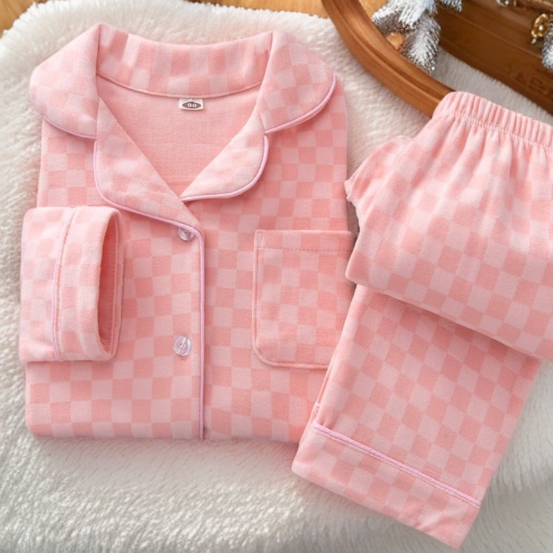 Pijamas infantiles otoño y invierno estilo de ternudo para niños y niñas ropa de hogar molida engrosada ropa de hogar para niños cardigans