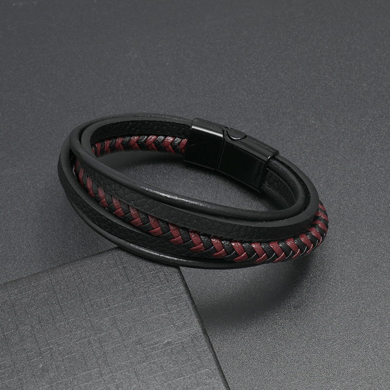 wholesale jewelry retro woven leather magnet clasp bracelet nihaojewelry