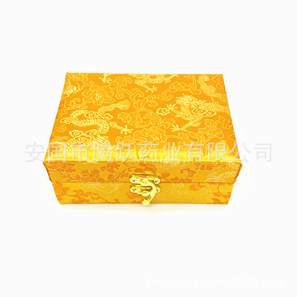 Yellow Red Brocade Gift Box Empty Jewelry Display Case 20 Holes 2cm 3cm Diameter Fabric specifications