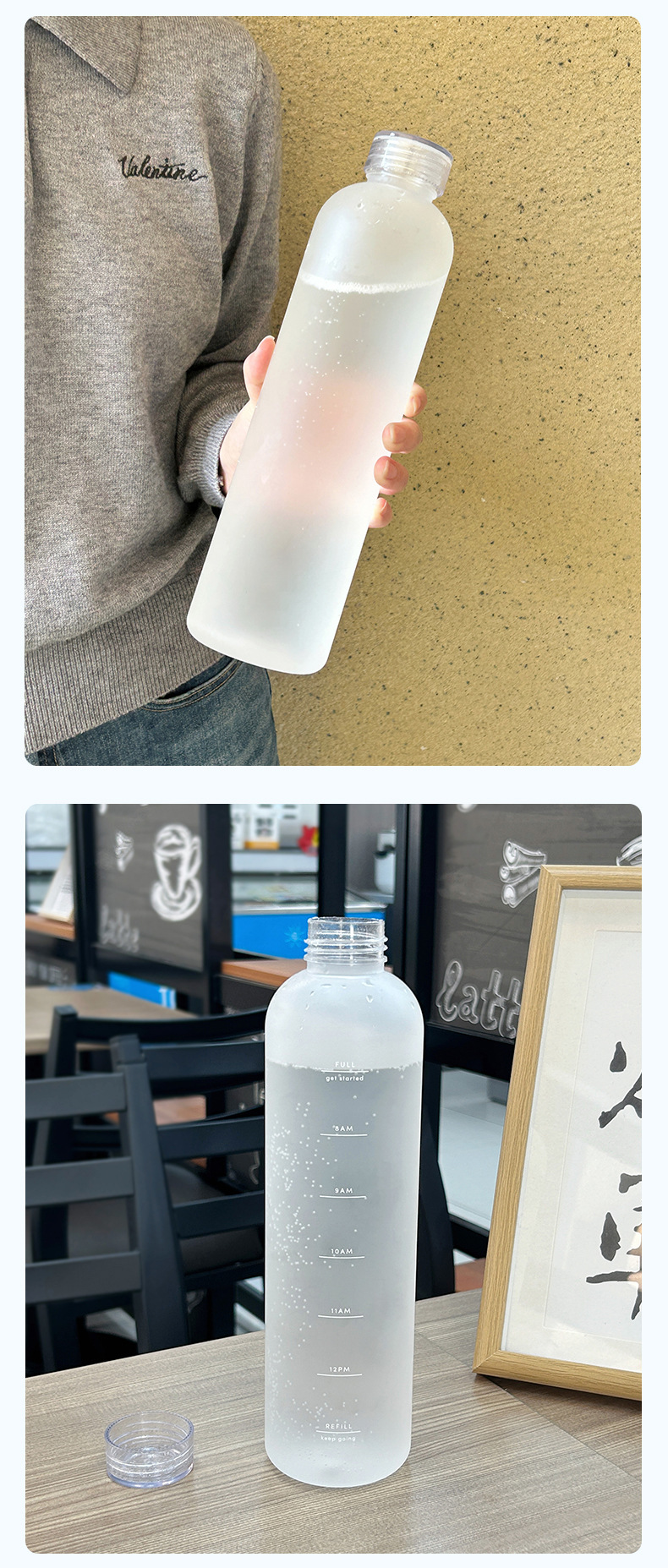 Xiaohongshu Same Style High-Quality Time Scale Cup Unisex Car Water Bottle Frosted Plastic Leak-Proof Tritan Drinking Cup