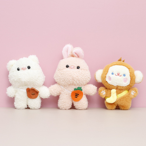 Plush toys, cute bear dolls, rabbit dolls, girls school bags, small pendants, keychain dolls wholesale
