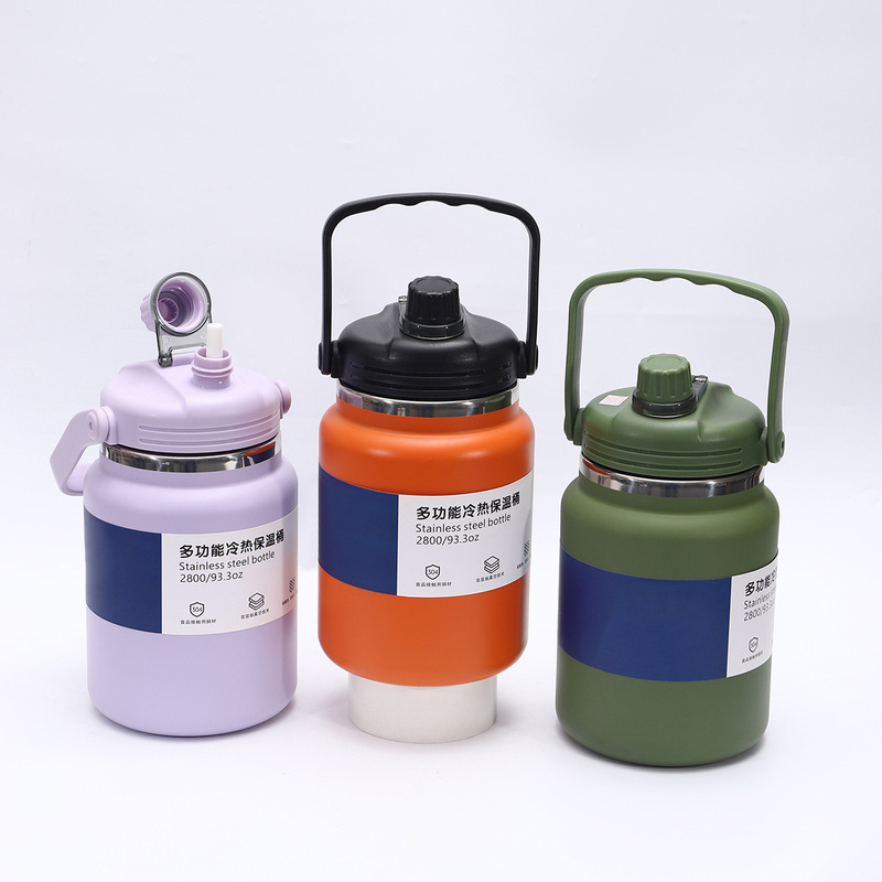 新しい大容量登山ウォーターボトル 304 ステンレス鋼屋外ポータブルハンドルトラベルボトル多機能断熱バケツ|undefined