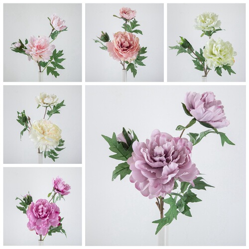 Chinese style single branch peony artificial flower manufacturer home decoration wedding bouquet flower road lead flower wall DY1-1911A