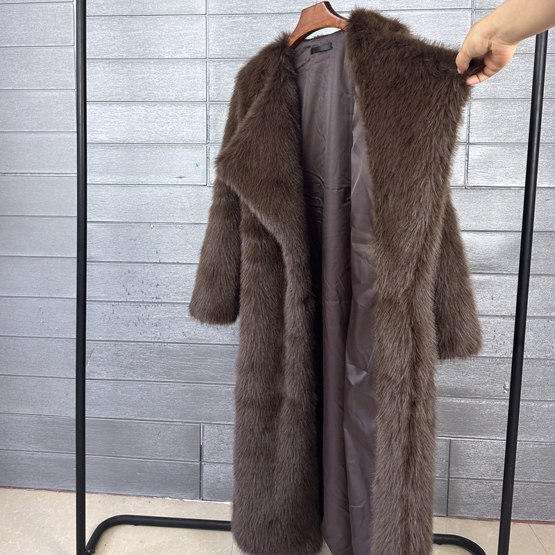 Women's Clothing Fur Toca Coat Korean Style Solid Color Women's Long Lapel Coat_voghion.com