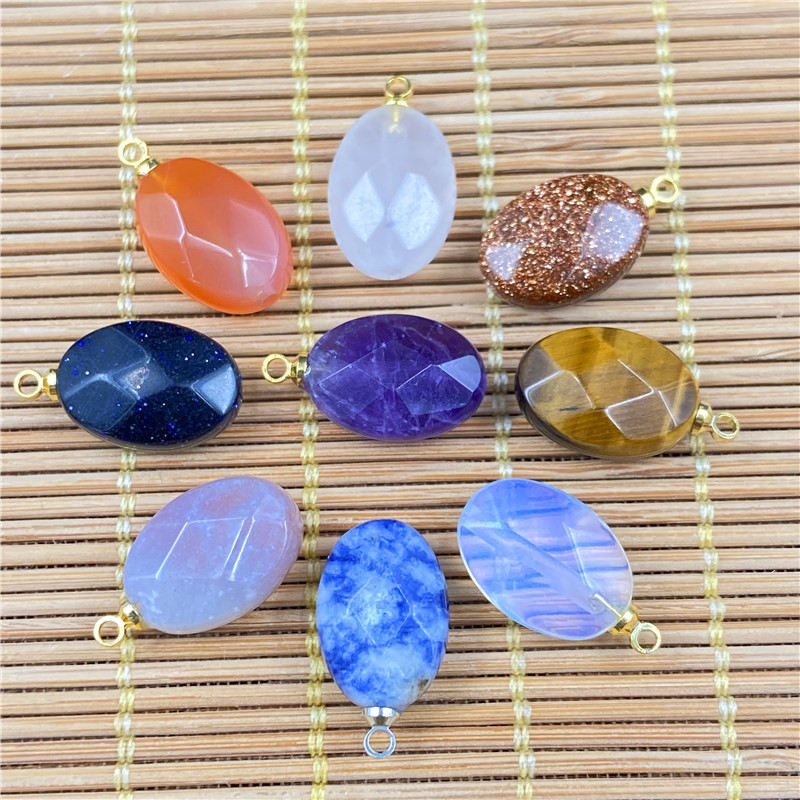 Retro Agate Oval Faceted Pendant Diy Material display picture 13