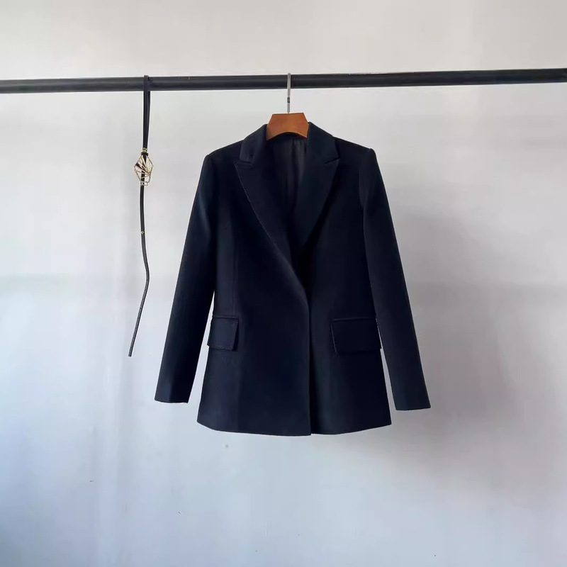 2024 autumn and winter new suit cashmere short coat suit collar lapel bag with a leather belt embellishment