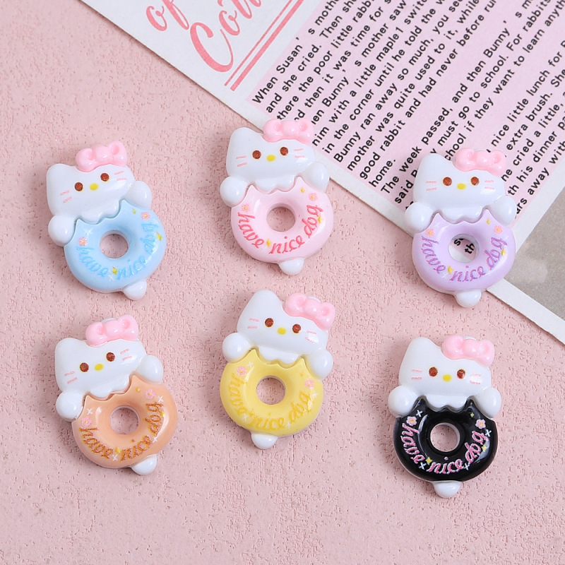 Children's Fun Meow Donut Handmade DIY Jewelry Accessories Cream Glue Resin Small Accessories Hole Shoes Buckle Material Bag