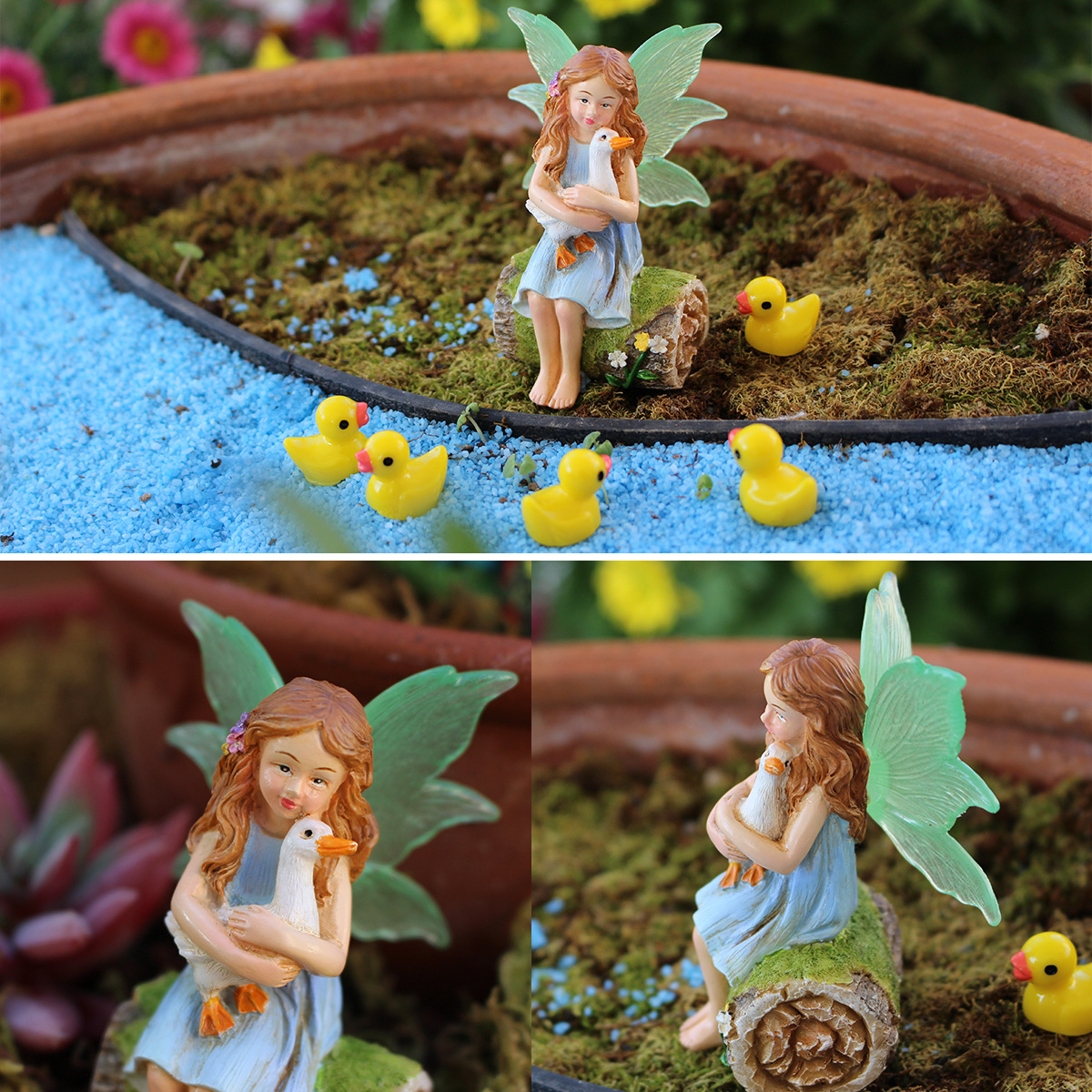 Creative courtyard balcony gardening luminous fairy decoration gift home simulation resin duck decoration ornaments
