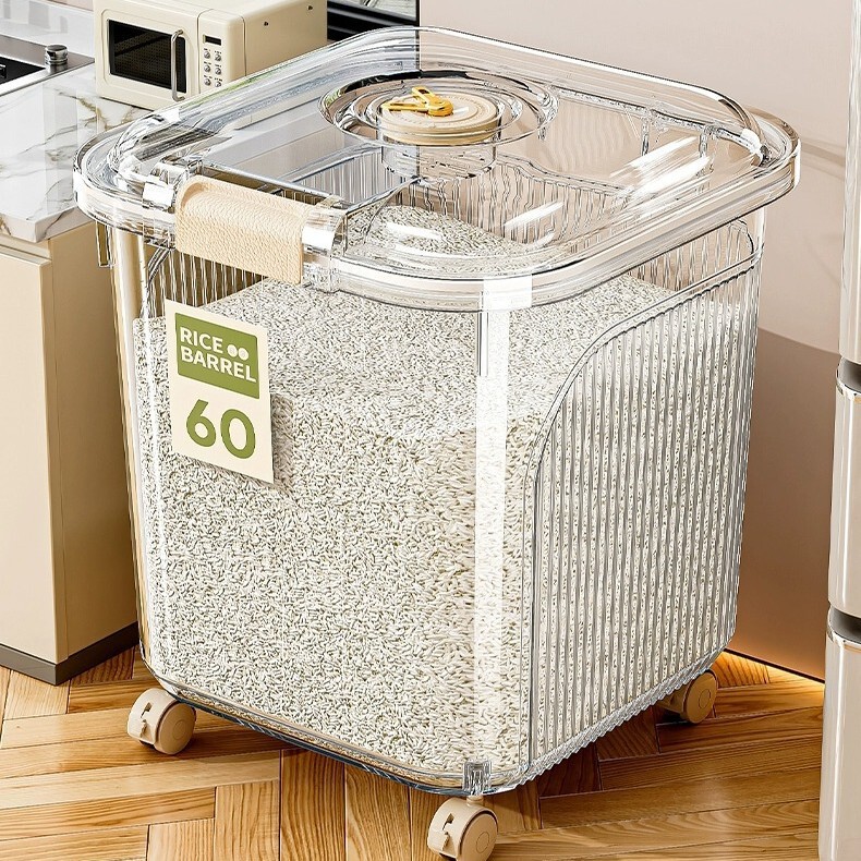 Rice bucket for home use, multifunctional rice container, insect-proof, moisture-proof, sealed bucket, food-grade kitchen storage box with lid for rice and grains Rice bucket for home use, multifunctional rice container, insect-proof, moisture-proof, sealed bucket, food-grade kitchen storage box with lid for rice and grains