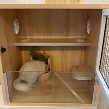 麓f实木龙猫柜笼子多层别墅蜜袋鼯兔子仓鼠松鼠木制生态板柜笼饲