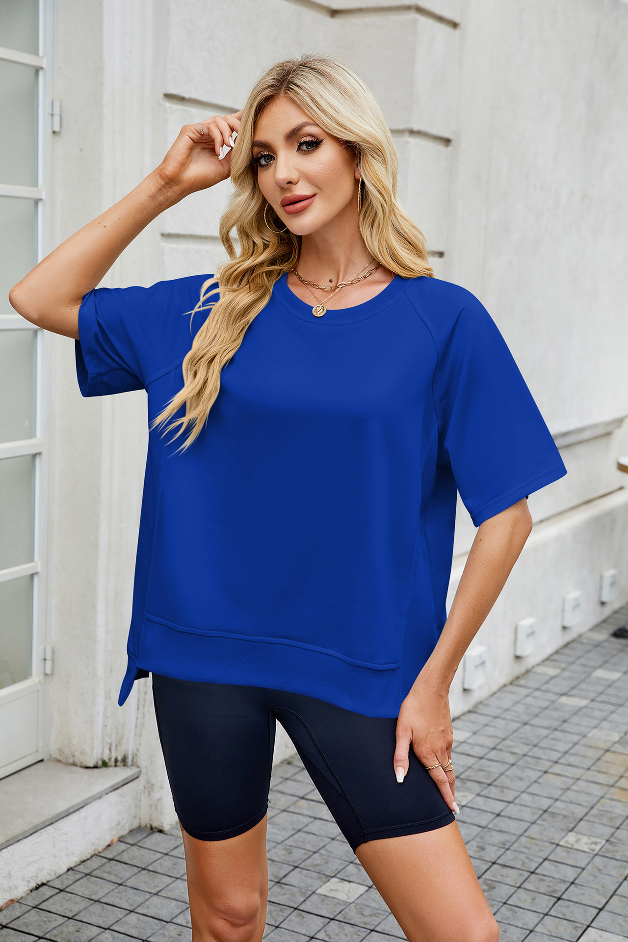 281g Weight Half Sleeve Sleeve Length Pullovers Placket Type Regular Sleeve Sleeve Type Rayon, Polyester Fabric Type Regular Top Length T-shirt Tops Type Casual, Daily Occasion Round Neck Neckline Loose Fit Type Solid Color Pattern Summer, Spring Season Women's Gender Basic Style Wholesale Women's Basic Solid Color Half Sleeve T-Shirts 42
