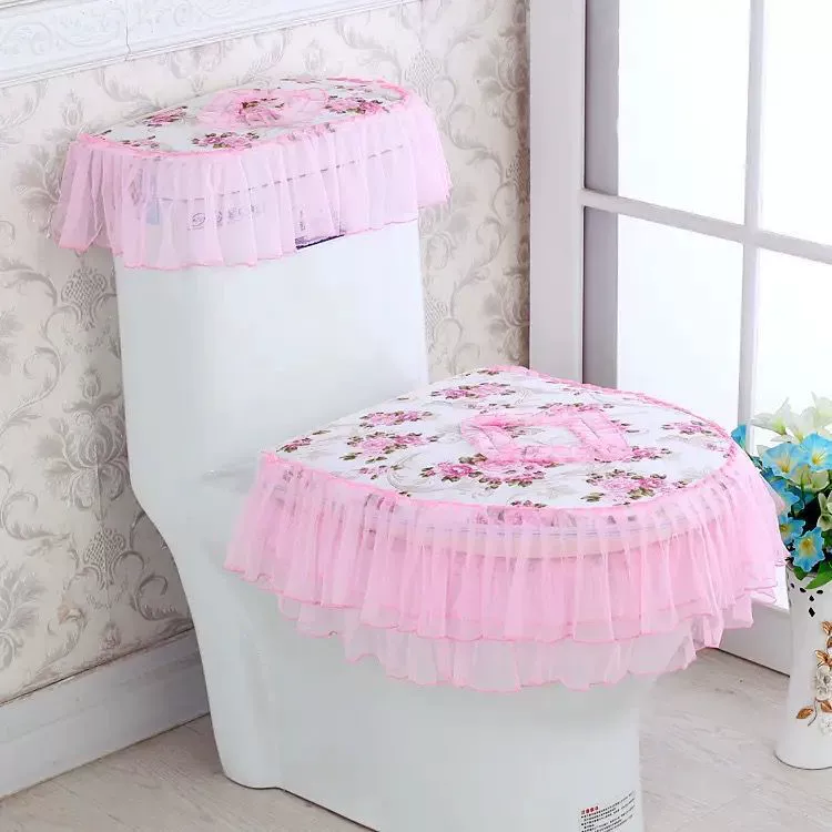 В наличии Туалет Набор из трех предметов Туалет Коврик для унитаза Набор из трех предметов Туалетное кольцо Кружевная ткань Туалет Набор из трех предметов Пылезащитный