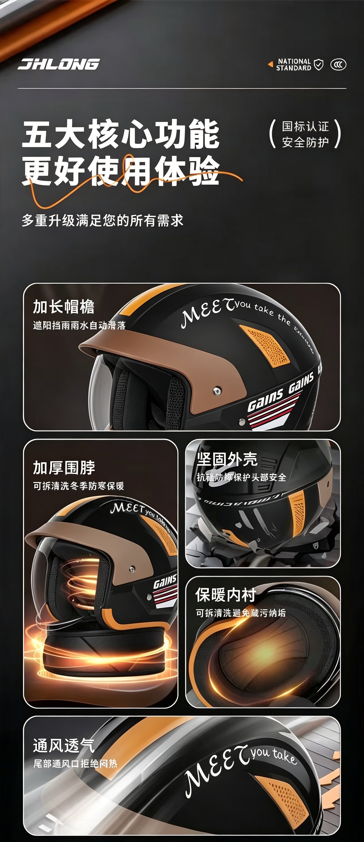 3C certified high-end silver-plated lens Class A hidden helmet for electric scooters and motorcycles, rainproof, unisex