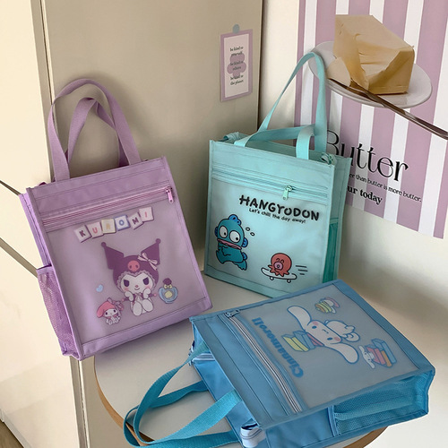 Sanrio Official Factory Wholesale Hello Kitty Tutoring Bag for Girls, Cute Cartoon Handbag for Children, Study Supplement Bag