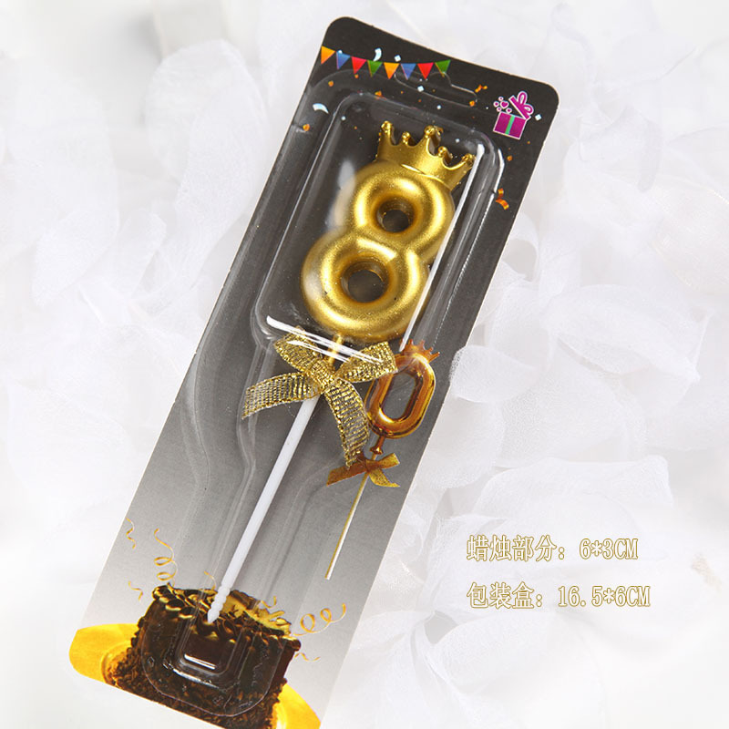 デジタルキャンドルケーキデコレーションゴールデンデジタルベーキングロングポールスレッドクリスタル誕生日キャンドルパーティー雰囲気用品|undefined