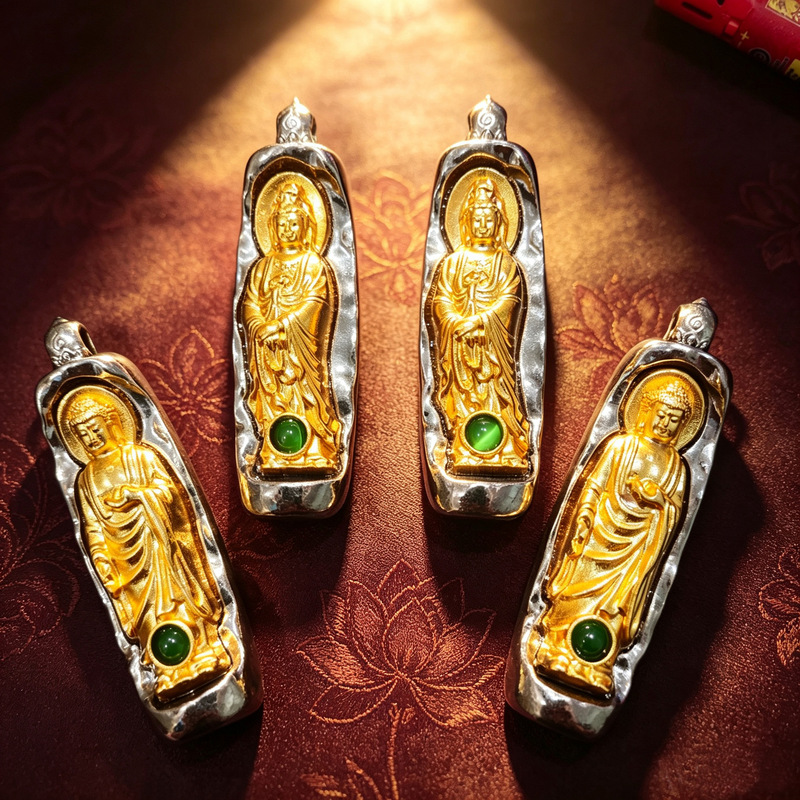 Agarwood inlaid wood carving with gold-plated Guanyin Buddha pendant necklace for men and women, a protective gift accessory Agarwood inlaid wood carving with gold-plated Guanyin Buddha pendant necklace for men and women, a protective gift accessory