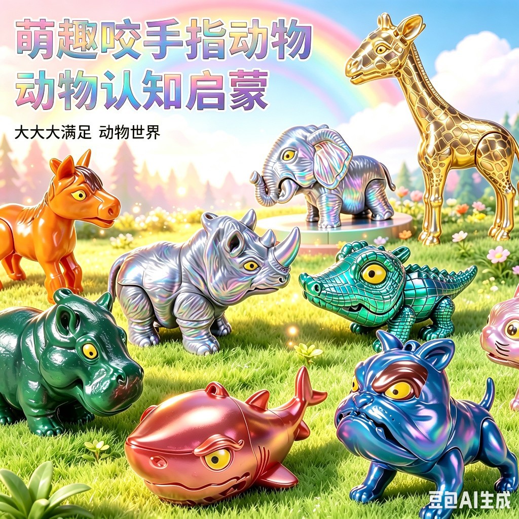 Cross-Border Finger-Biting Animal Model Toy, Children's Realistic Animal Cognition Enlightenment Toy, Movable Joints with Press-To-Open Mouth Feature