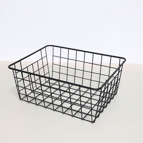 Baked powder matte black Nordic iron storage basket storage box desktop storage rack makeup dressing table basket vegetable basket