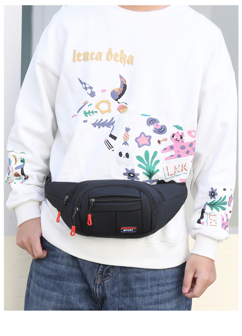 New leather waterproof waist bag for men, casual, simple and large-capacity cash register change crossbody bag, retro sporty chest bag undefined
