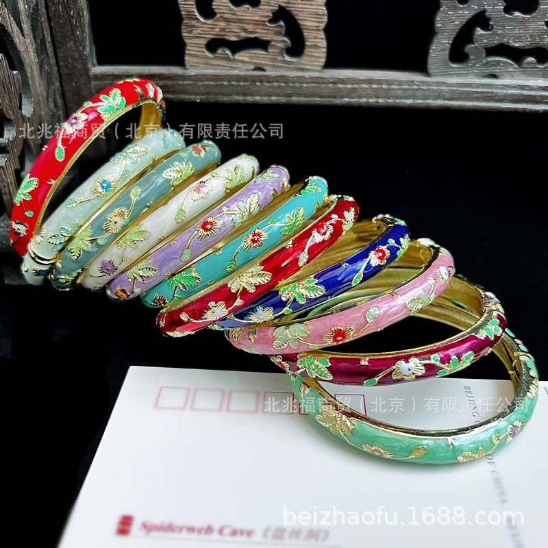 Браслет Cloisonné Flower (сплав), эмаль, этнический стиль, диаметр 6 см