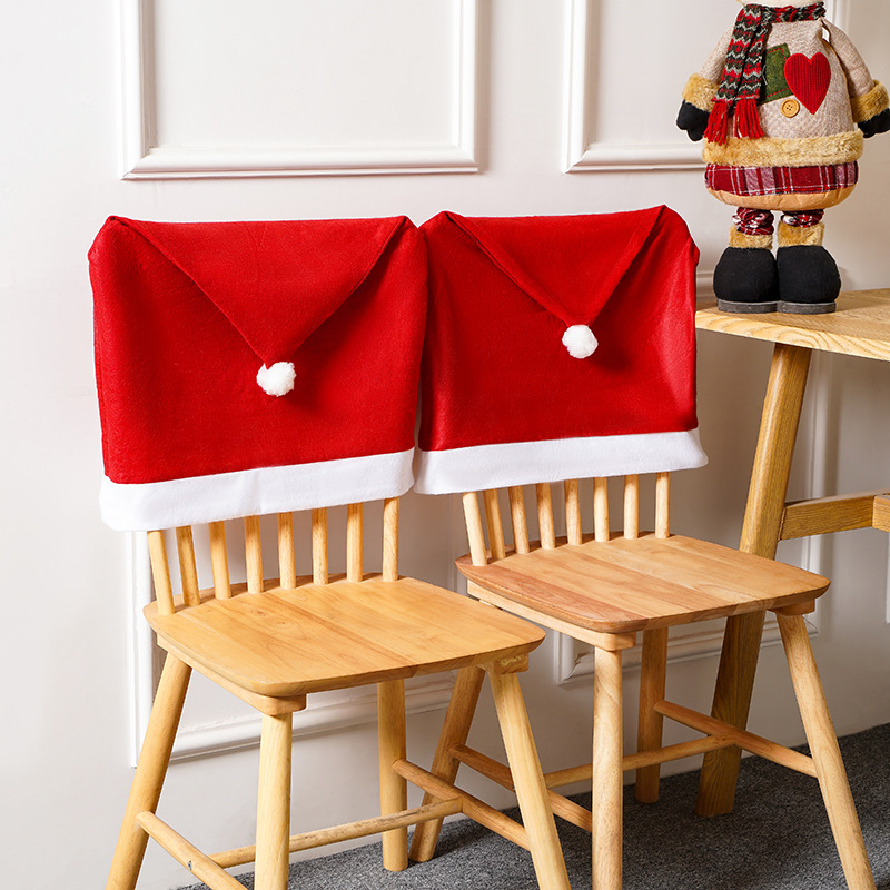 Christmas Decorations Christmas Chair Cover Non-woven Chair Cover Christmas Dining-table Decoration Christmas Hat Soft Feel display picture 3