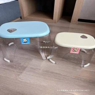 Thickened Acrylic Small Stool Shoe Changing Stool Living Room Light Luxury Doorway Household Plastic Bathroom Bench Transparent Low Stool