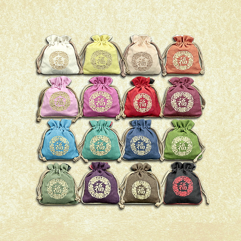 12*15福字麻布小抽袋红色福袋五福临门小布袋礼袋礼品包装袋