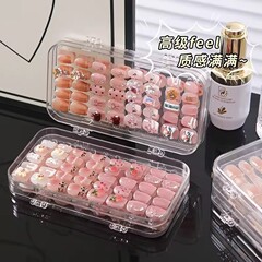 穿戴甲收纳盒透明三折叠美甲收纳盒桌面手工架样品展示美甲收纳盒