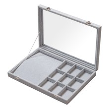 大号带盖冰花绒首饰盒珠宝箱项链戒指耳钉手镯耳环收纳箱展示道具