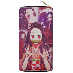 Demon Slayer Anime-themed Long Wallet, 2D Card Holder, Squad Member Wallet featuring Tanjiro, Nezuko, and Giyu