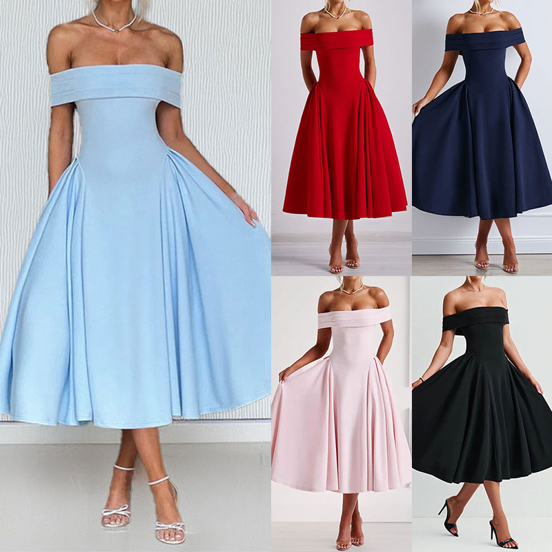 2026 Cross-Border Foreign Trade Women's Clothing European and American Spring New Style Elegant Strapless One-Shoulder Dress
