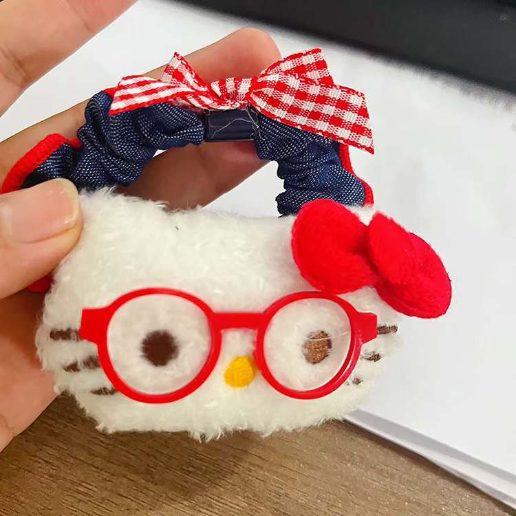 可爱眼镜猫蝴蝶结大肠发圈女2025新款高级感设计扎马尾百搭发绳批|undefined