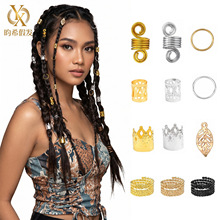 hair braid cuff假发脏辫扣接发环 大树叶复古式合金挂坠镂空花管
