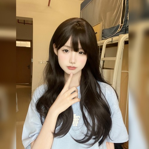 Starway wig female long hair long curly black brown daily summer sweet girl girl group lolita full headgear style
