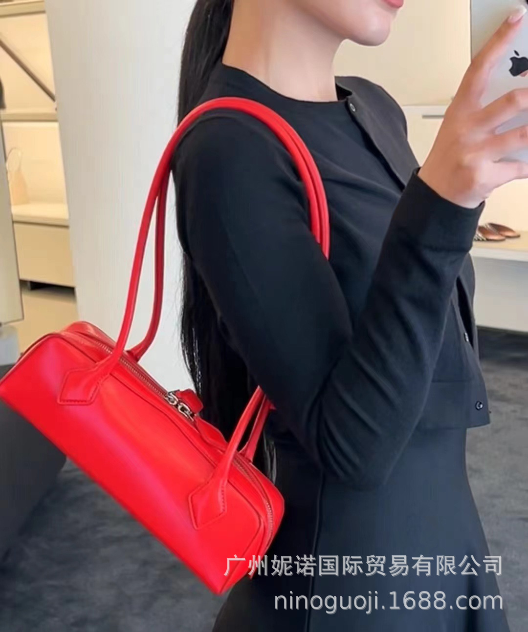 2024 Niche New Cowhide Bag For Women French Style Single Shoulder Baguette Bag Retro Underarm Handbag For Commuting - Thumbnail 8